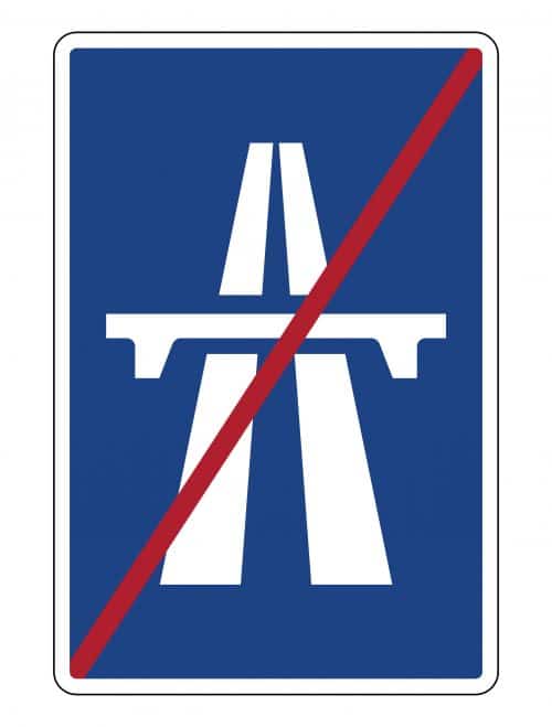 Geschwindigkeitsüberschreitung - Verkehrszeichen "Ende der Autobahn" - Bedeutung