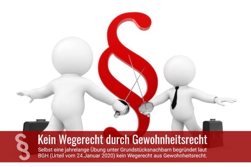 Ab Wann Gilt Das Gewohnheitsrecht Kein Wegerecht durch Gewohnheitsrecht: BGH Urteil 24.01.2020