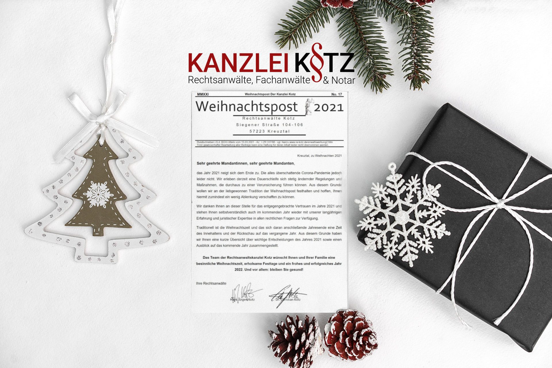 Weihnachtspost 2021 - Kanzlei Kotz