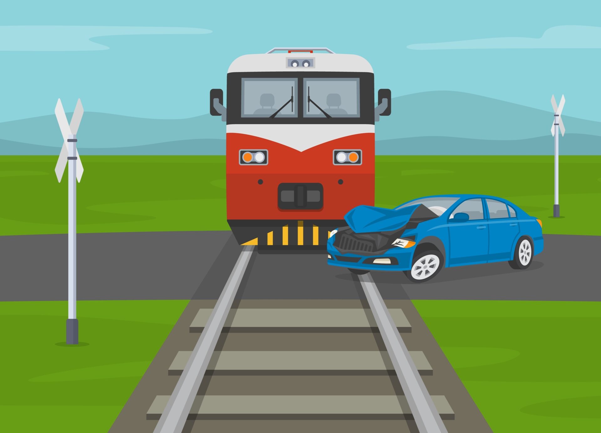 Verkehrsunfall Bahnübergang - bevorrechtigtes Kraftfahrzeug und wartepflichtige Straßenbahn Verkehrsunfall Bahnübergang - bevorrechtigtes Kraftfahrzeug und wartepflichtige Straßenbahn