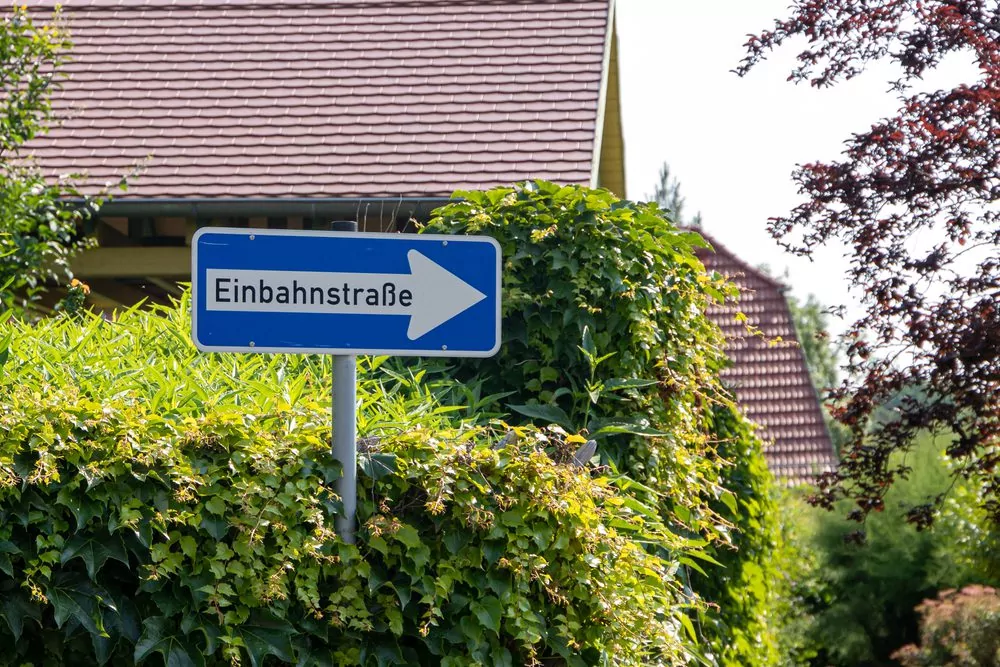 Traffic,Sign,With,German,Text,"einbahnstraße",Translated,Into,"one-way,Street" Einbahnstraße