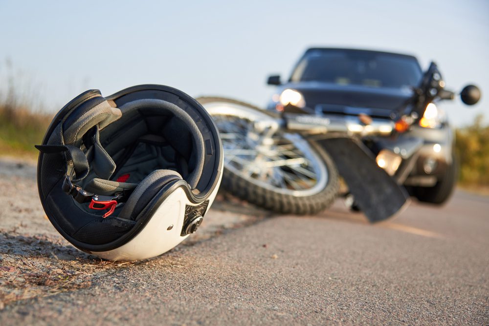 Photo,Of,Car,,Helmet,And,Motorcycle,On,Road,,The,Concept