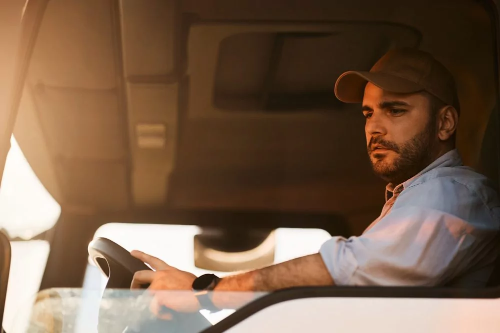 Professional,Truck,Driver,Driving,In,Reverse,While,Looking,In,Side Haftungsfragen bei LKW-Rückwärtsunfall