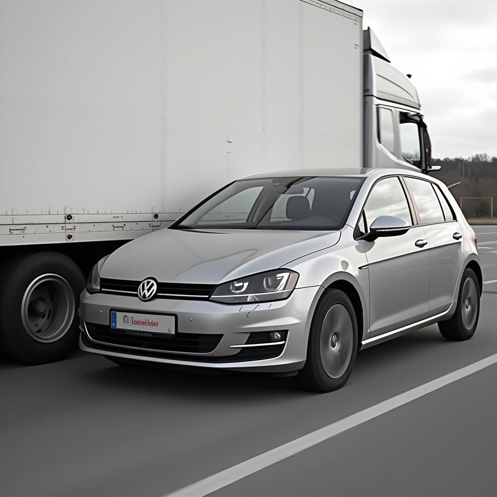 verkehrsunfall-autobahnraststaette-haftungsverteilung Golf kollidiert beim Überholen mit einem LKW auf einer Raststätte.