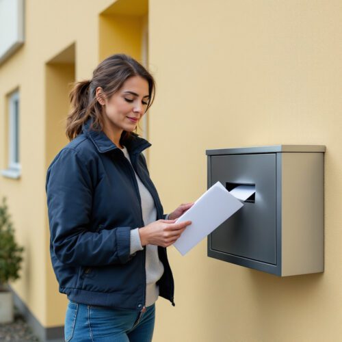 Frau sendet Antrag Terminverlegung. Gerichtstermin, Fristen, Prozessrecht.