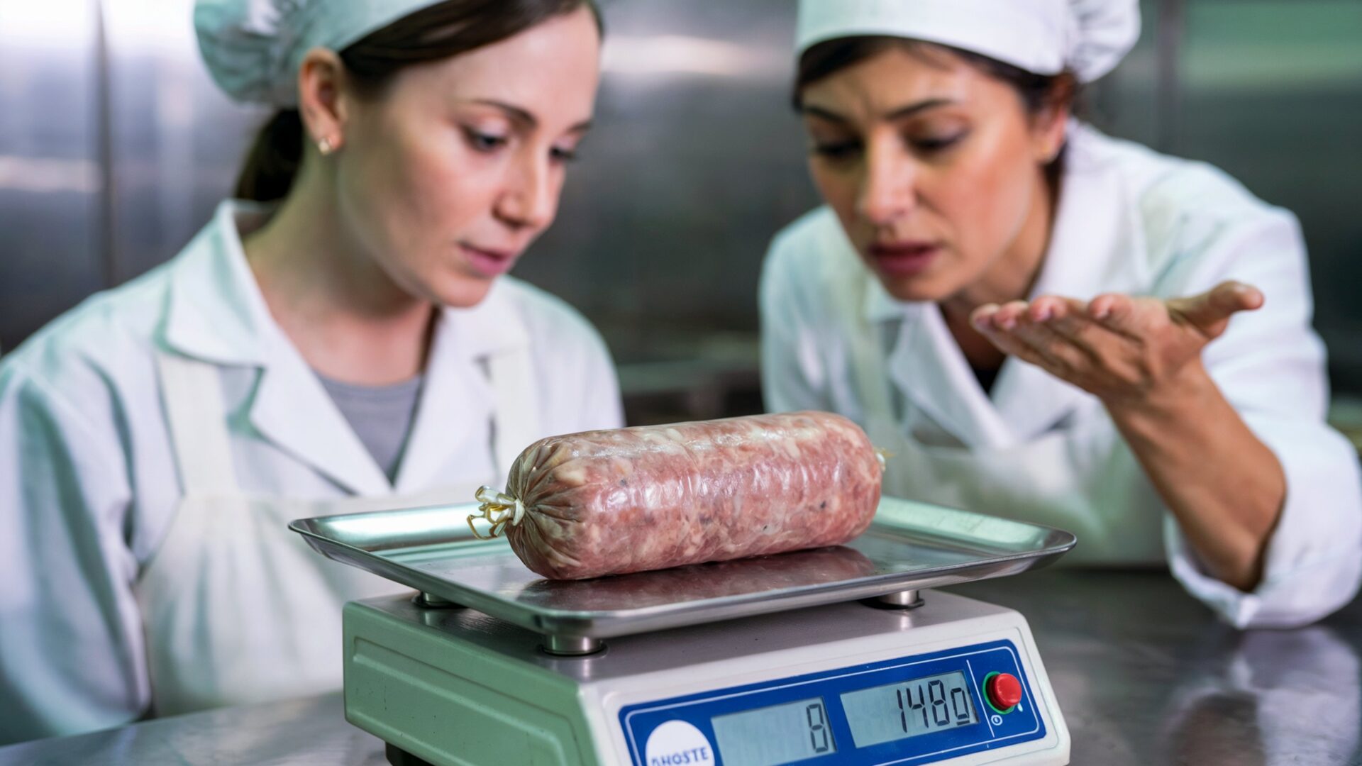 Zwei Metzgerinnen diskutieren über das Nettogewicht von Wurstwaren. Das Bundesverwaltungsgericht hatte hierzu ein wegweisendes Urteil gefällt.