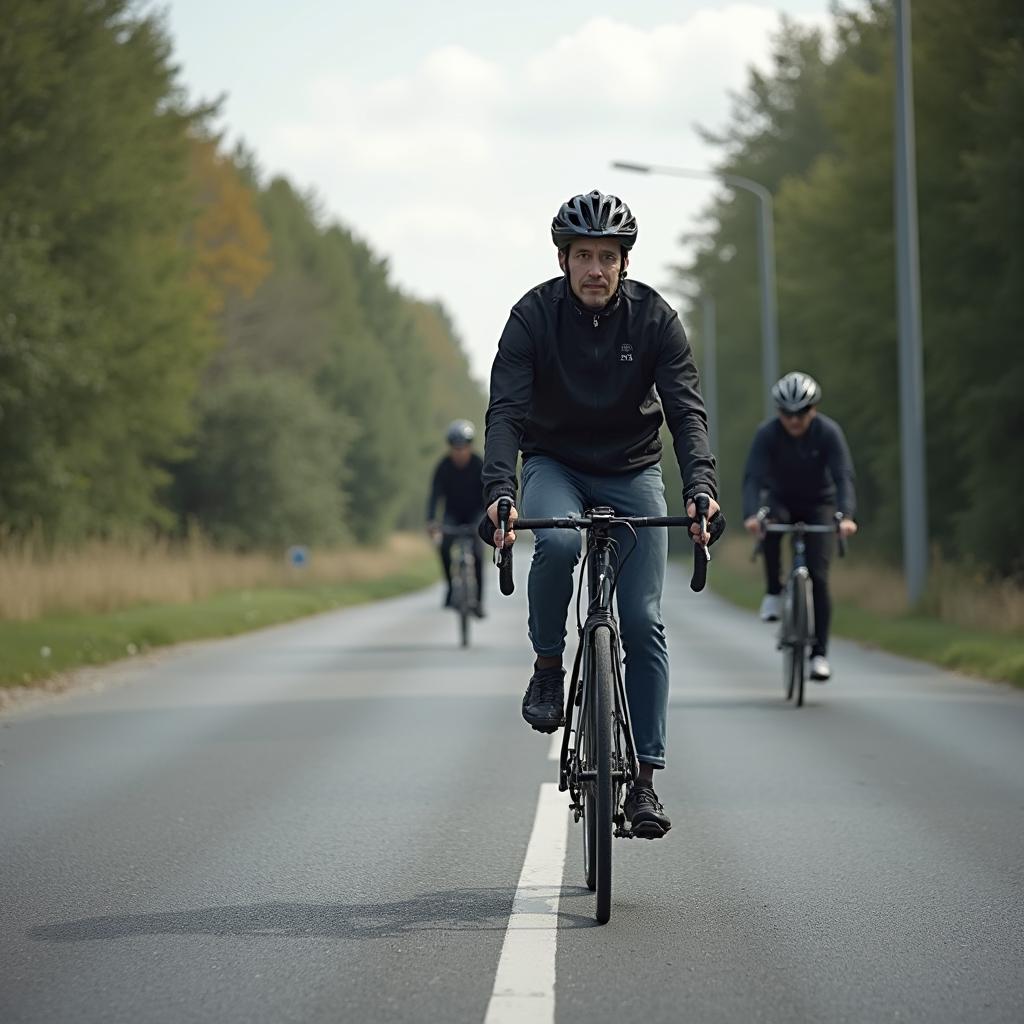 radfahrer-sturz-brk-ersatz Radfahrer ohne Helm stürzt auf Radweg bei Überholmanöver, bei Unfall mit Verletzungsbeginn