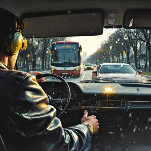 Unfall: Kombi, Limousine, Glassplitter, Bus, Straße, Verkehrsunfall, Fahrer, Hupen