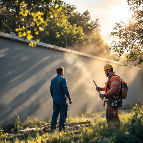 Eigentümer bauen Gartenmauer nach Bebauungsplan – rechtliche Fragen zur Baugenehmigung und Baurecht.