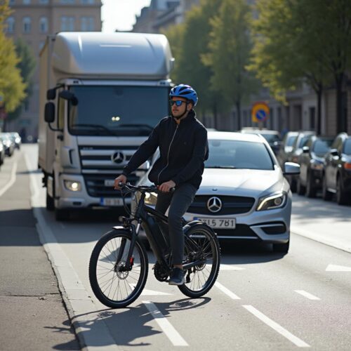 Kollision zwischen PKW und Fahrradfahrer auf städtischer Straße bei Tag