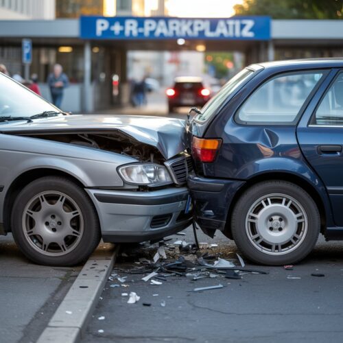 Auto Crash auf P+R Parkplatz, Johannes-Ströh-Straße