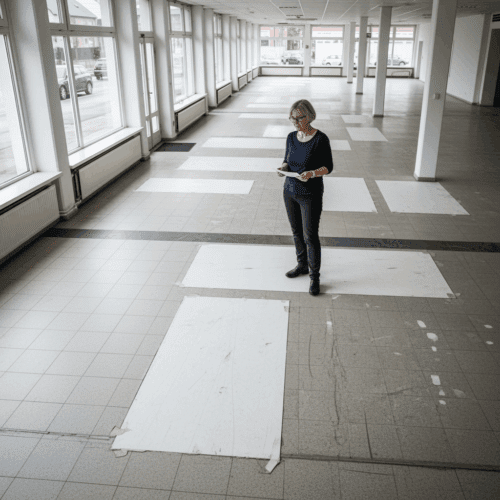 Frau im leeren Raum prüft Verjährungsfristen von Schadensersatzansprüchen im Gewerbemietvertrag.